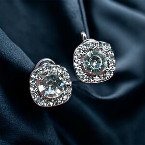 Elegant Silver Crystal Stud Earrings